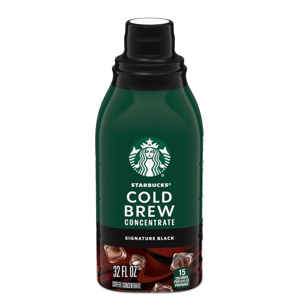 imageStarbucks Cold Brew Coffee Concentrate Caramel Dolce 100 Arabica MultiServe Bottle 32 Fl OzUnsweetened Black