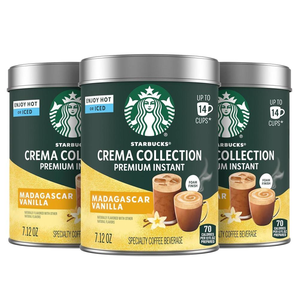 imageStarbucks Crema Collection Premium Instant Salted Caramel Flavored Instant Coffee 100 Arabica Beans 3 Tins 712 Oz EachVanilla