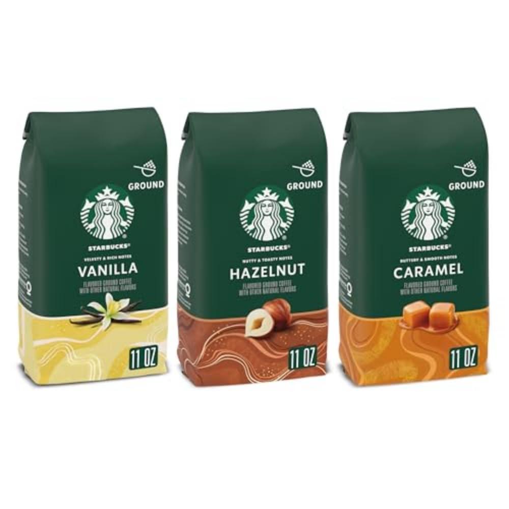 imageStarbucks Flavored Ground Coffee Variety Pack Naturally Flavored 3 bags 11 oz eachFlavor Variety Pack