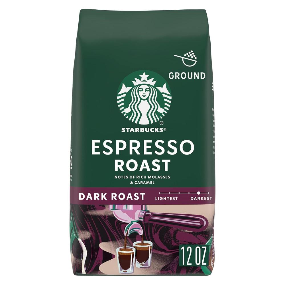imageStarbucks Ground Coffee Dark Roast Coffee Espresso Roast 100 Arabica 1 Bag 12 Oz