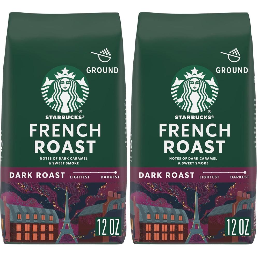 imageStarbucks Ground Coffee Dark Roast Coffee French Roast 100 Arabica 1 Bag 12 Oz12 Ounce Pack of 2