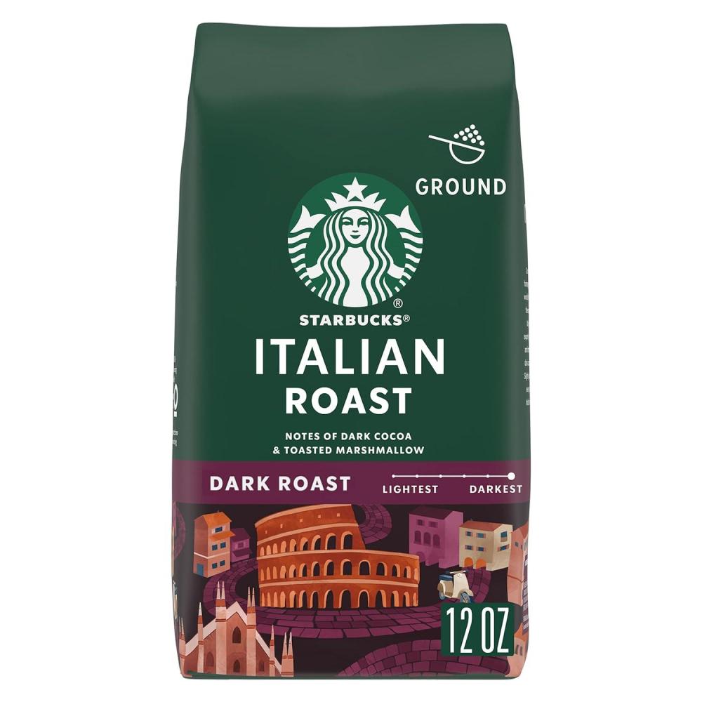 imageStarbucks Ground Coffee Dark Roast Coffee Italian Roast 100 Arabica 3 bags 12 oz eachItalian Roast