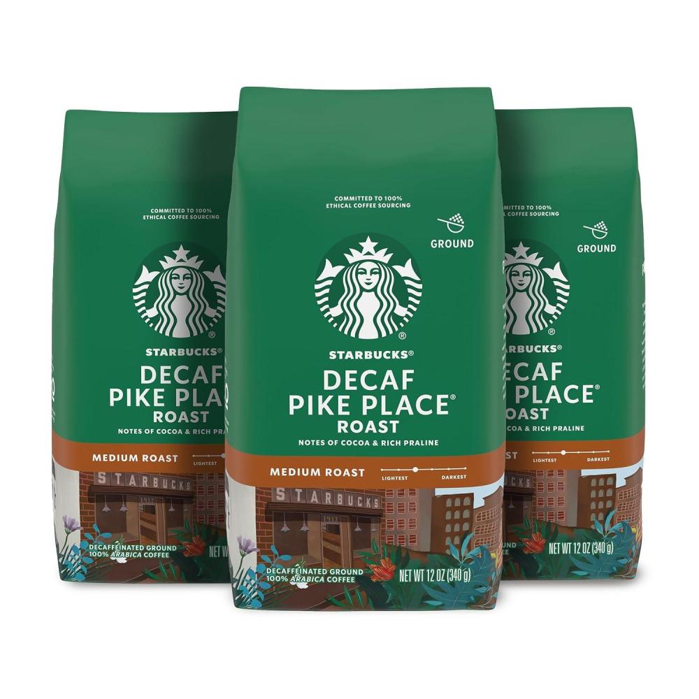 imageStarbucks Ground Coffee Medium Roast Coffee Breakfast Blend 100 Arabica 1 bag 28 ozDecaf Pike Place