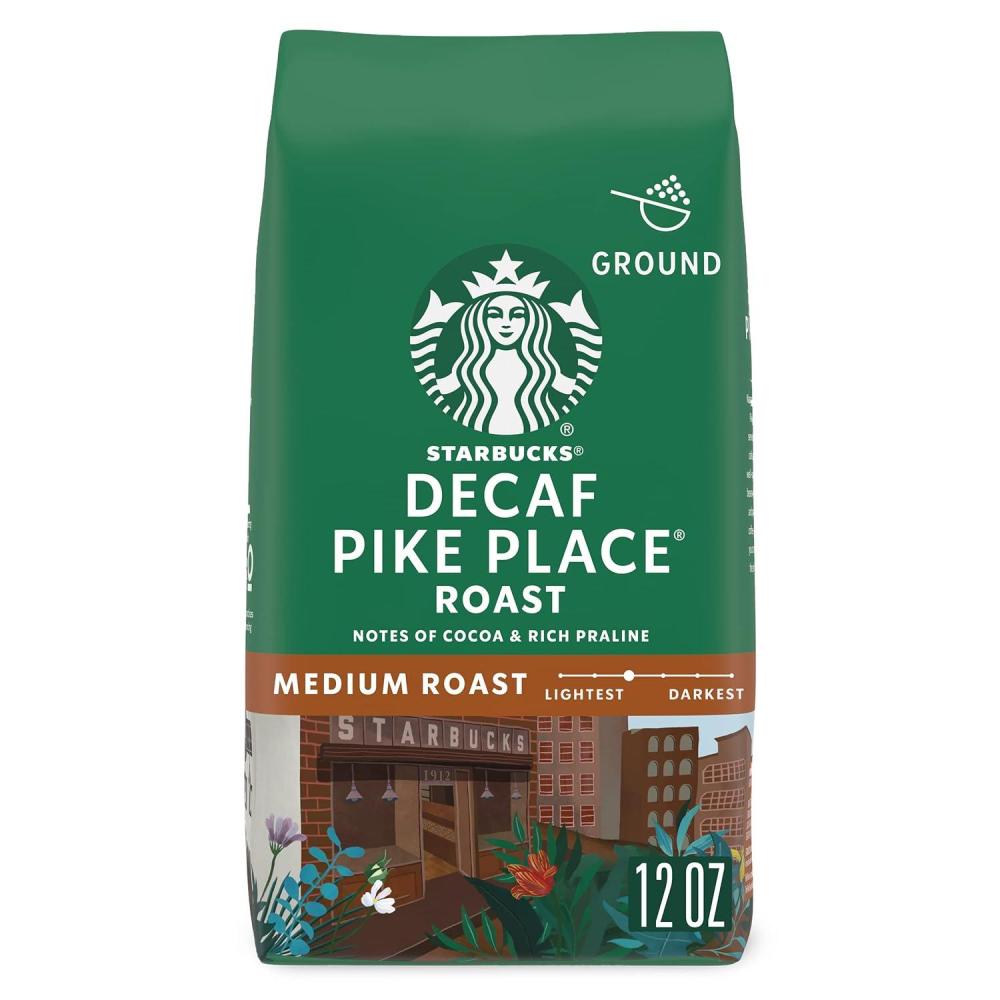 imageStarbucks Ground Coffee Medium Roast Coffee Decaf Pike Place Roast 100 Arabica 1 bag 12 ozDecaf Pike Place Roast