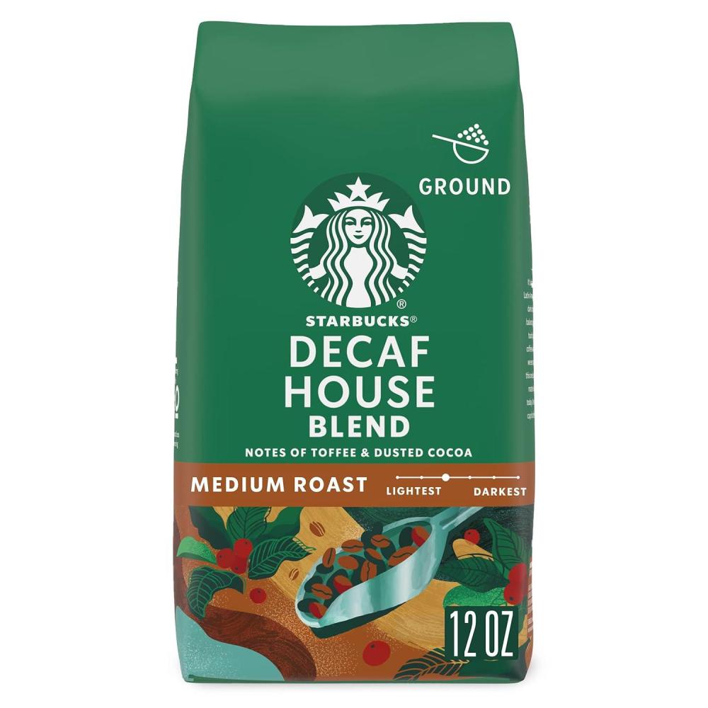 imageStarbucks Ground Coffee Medium Roast Coffee Decaf Pike Place Roast 100 Arabica 6 bags 12 oz eachDecaf House Blend
