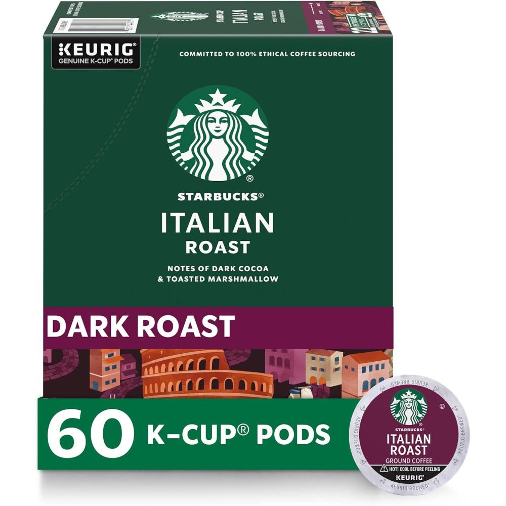 imageStarbucks KCup Coffee Pods Dark Roast Coffee Sumatra for Keurig Brewers 100 Arabica 6 boxes 60 pods totalItalian Roast