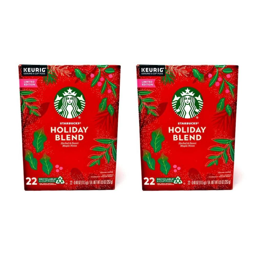imageStarbucks KCup Coffee Pods Dark Roast Coffee Variety Pack for Keurig Brewers 100 Arabica 1 Box 96 PodsHoliday Blend
