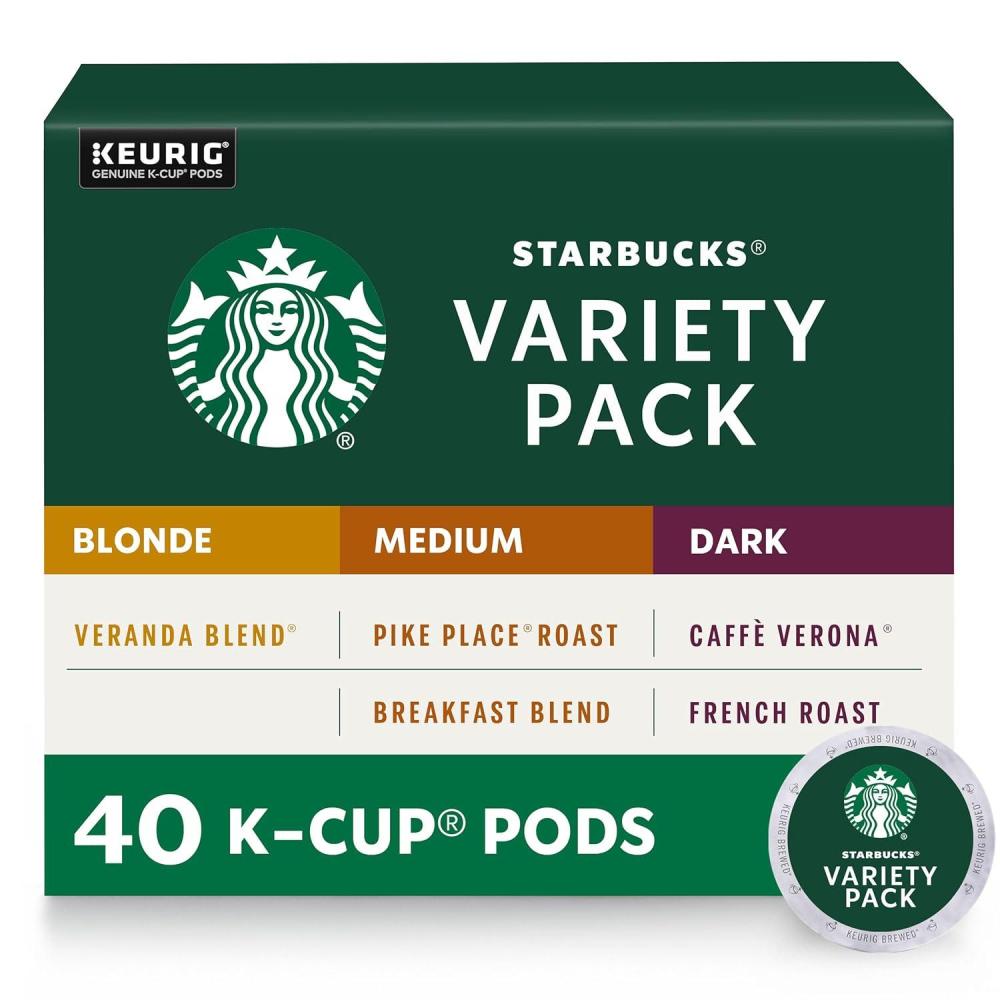imageStarbucks KCup Coffee Pods Medium Roast Coffee Pike Place Roast for Keurig Brewers 100 Arabica 4 boxes 96 pods totalClassic Mix 5 Roasts