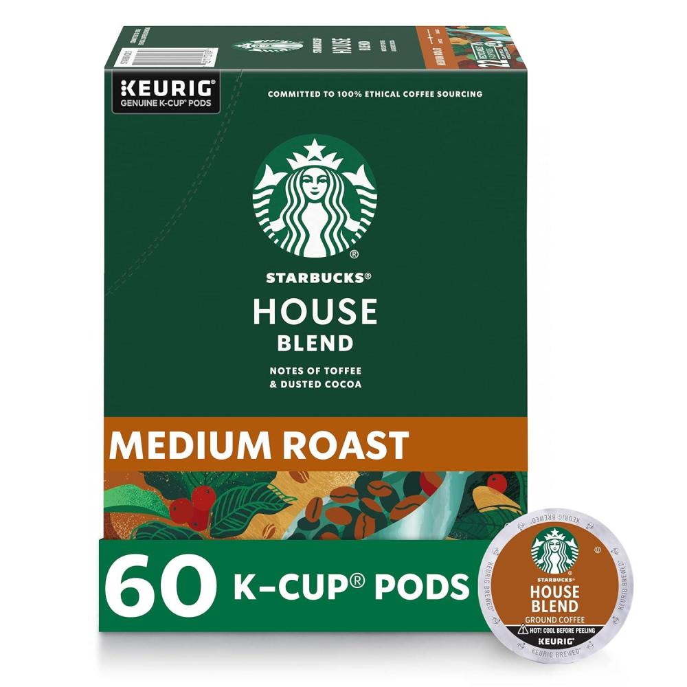 imageStarbucks KCup Coffee Pods Medium Roast Coffee Pike Place Roast for Keurig Brewers 100 Arabica 4 boxes 96 pods totalHouse Blend