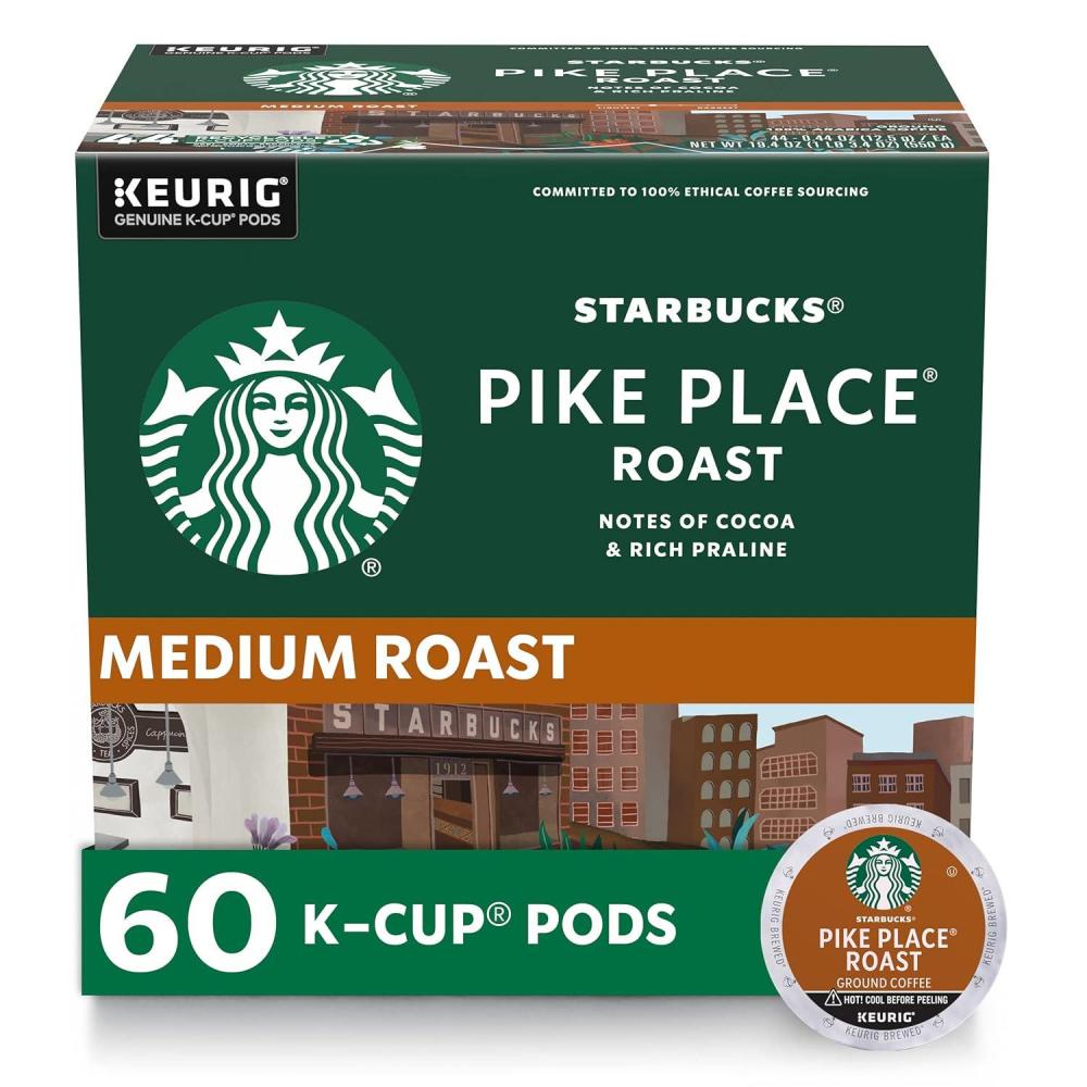 imageStarbucks KCup Coffee Pods Medium Roast Coffee Pike Place Roast for Keurig Brewers 100 Arabica 4 boxes 96 pods totalPike Place