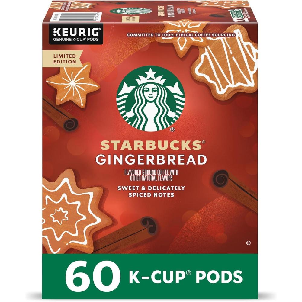 imageStarbucks KCup Coffee Pods Vanilla Flavored Coffee Naturally Flavored 100 Arabica 6 boxes 60 pods totalGingerbread