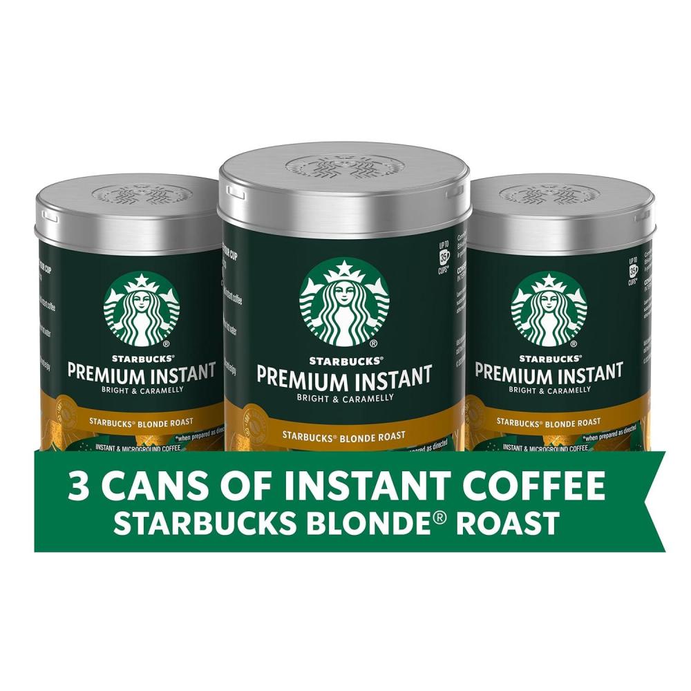 imageStarbucks Premium Instant Coffee Blonde Roast 100 Arabica Beans 3 Pack 317 Oz Each