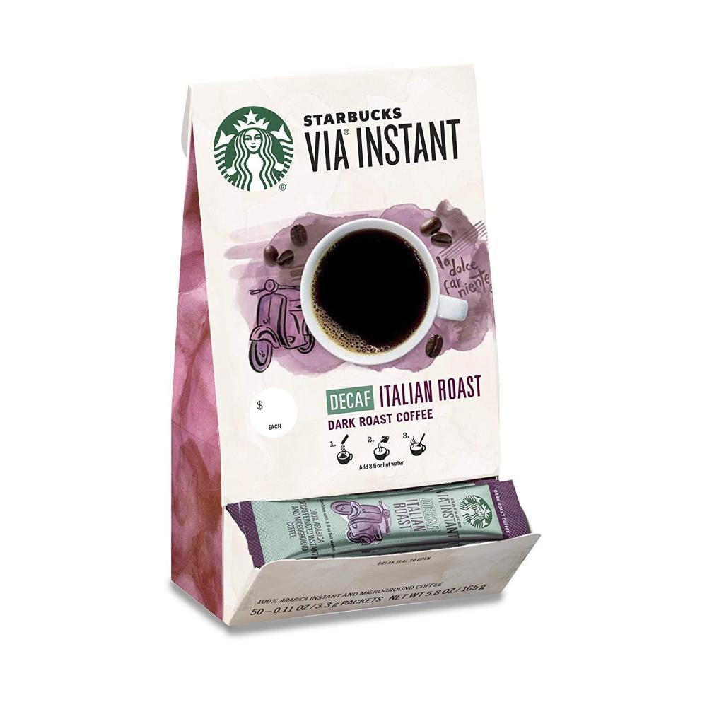 imageStarbucks VIA Instant Coffee Light Roast Coffee Veranda Blend 100 Arabica SingleServe 1 Box 50 PacketsDecaf Italian