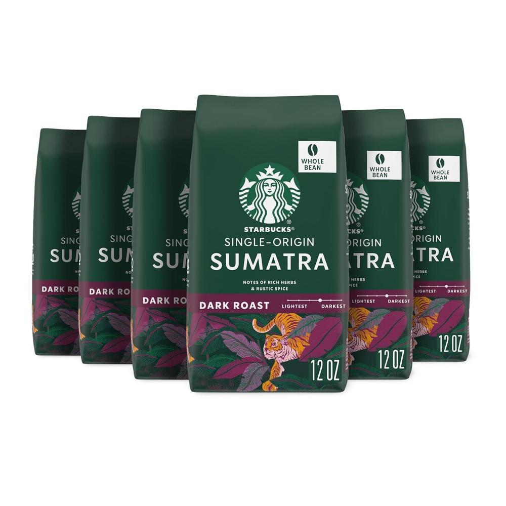imageStarbucks Whole Bean Coffee Dark Roast Coffee Sumatra 100 Arabica 6 bags 12 oz each