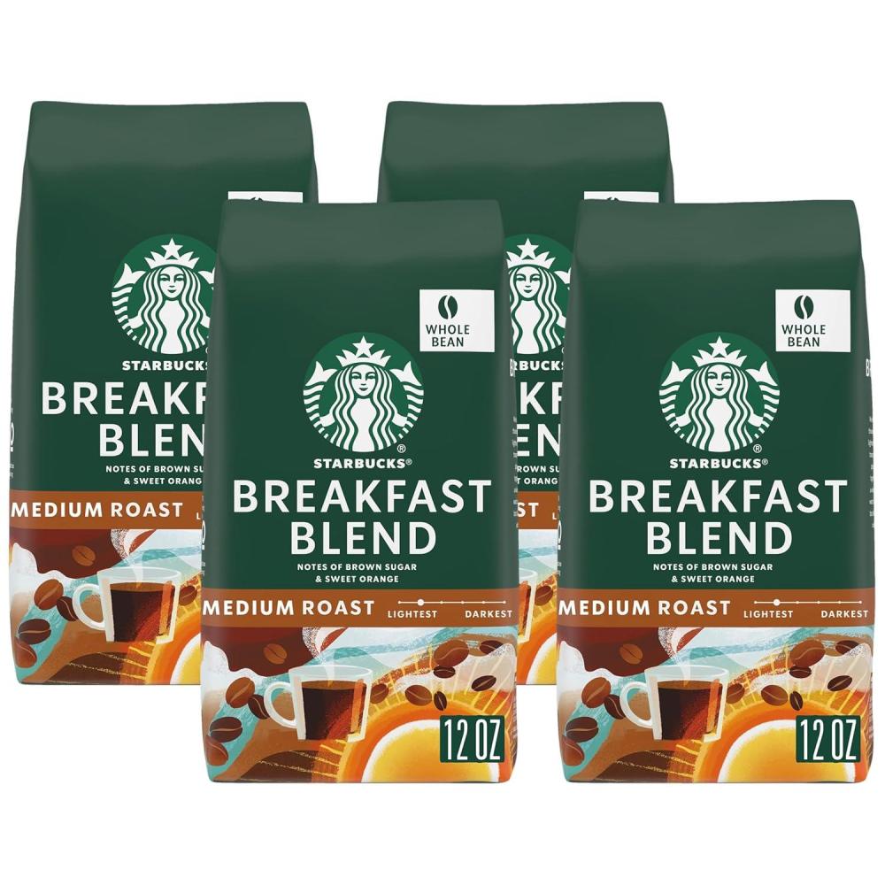 imageStarbucks Whole Bean Coffee Medium Roast Coffee Breakfast Blend 100 Arabica 6 bags 12 ozBreakfast Blend