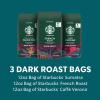 Starbucks Dark Roast Whole Bean Coffee, Variety Pack, 3 bags (12 oz each)(Dark Variety Pack)