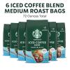 Starbucks Ground Coffee, Medium Roast Iced Coffee Blend, Signature Black, 100% Arabica, 6 Bags (12 oz Each)