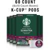 Starbucks K-Cup Coffee Pods, Dark Roast Coffee, Sumatra for Keurig Brewers, 100% Arabica, 6 boxes (60 pods total)(Sumatra)