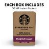 Starbucks VIA Instant Coffee, Dark Roast Coffee, French Roast, 100% Arabica, 1 box (50 packets)(Italian Roast)