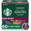 Starbucks K-Cup Coffee Pods, Dark Roast Coffee, Sumatra for Keurig Brewers, 100% Arabica, 6 boxes (60 pods total)(Sumatra)