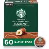 Starbucks K-Cup Coffee Pods, Vanilla Flavored Coffee, Naturally Flavored, 100% Arabica, 6 boxes (60 pods total)(Hazelnut)