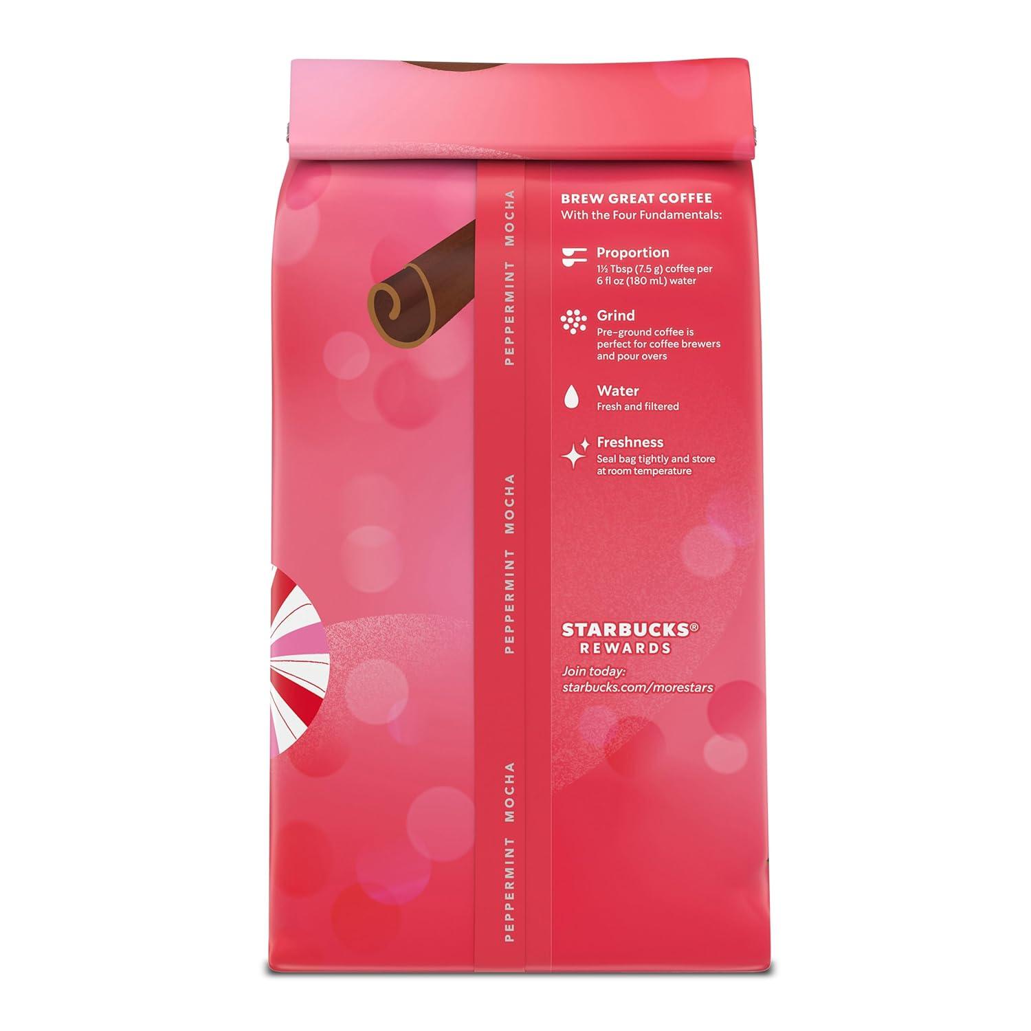 imageStarbucks Ground Coffee Peppermint Mocha Naturally Flavored Coffee 100 Arabica Limited Edition Holiday Coffee 1 Bag 11 OzPeppermint mocha