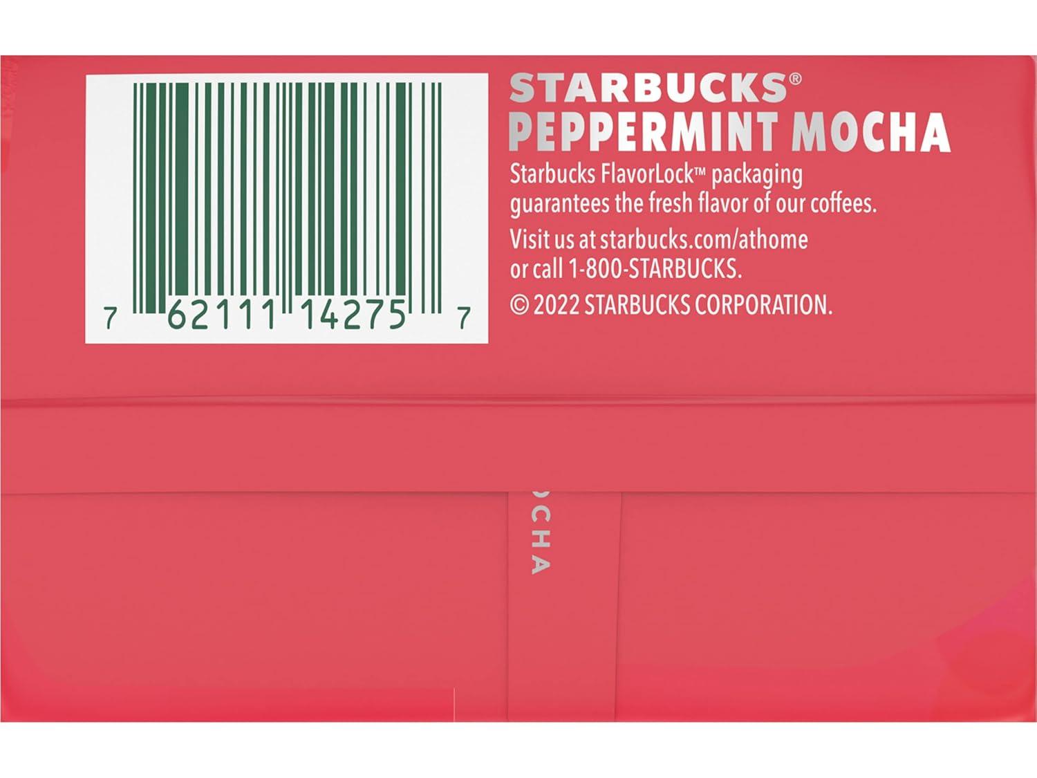 imageStarbucks Ground Coffee Peppermint Mocha Naturally Flavored Coffee 100 Arabica Limited Edition Holiday Coffee 1 Bag 11 OzSweet Cocoa and Peppermint Notes