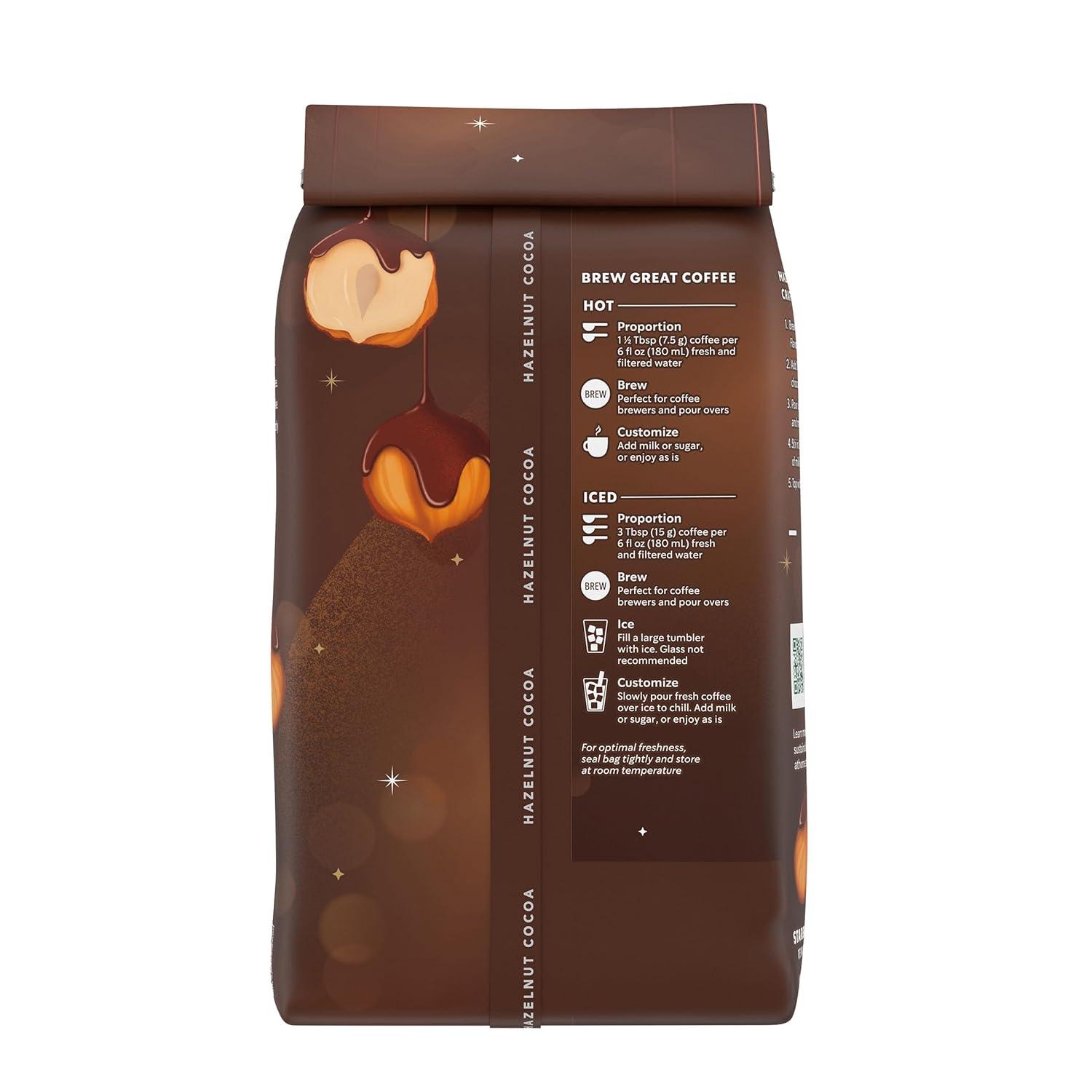 imageStarbucks Hazelnut Cocoa Flavored Ground Coffee 100 Arabica 17 oz