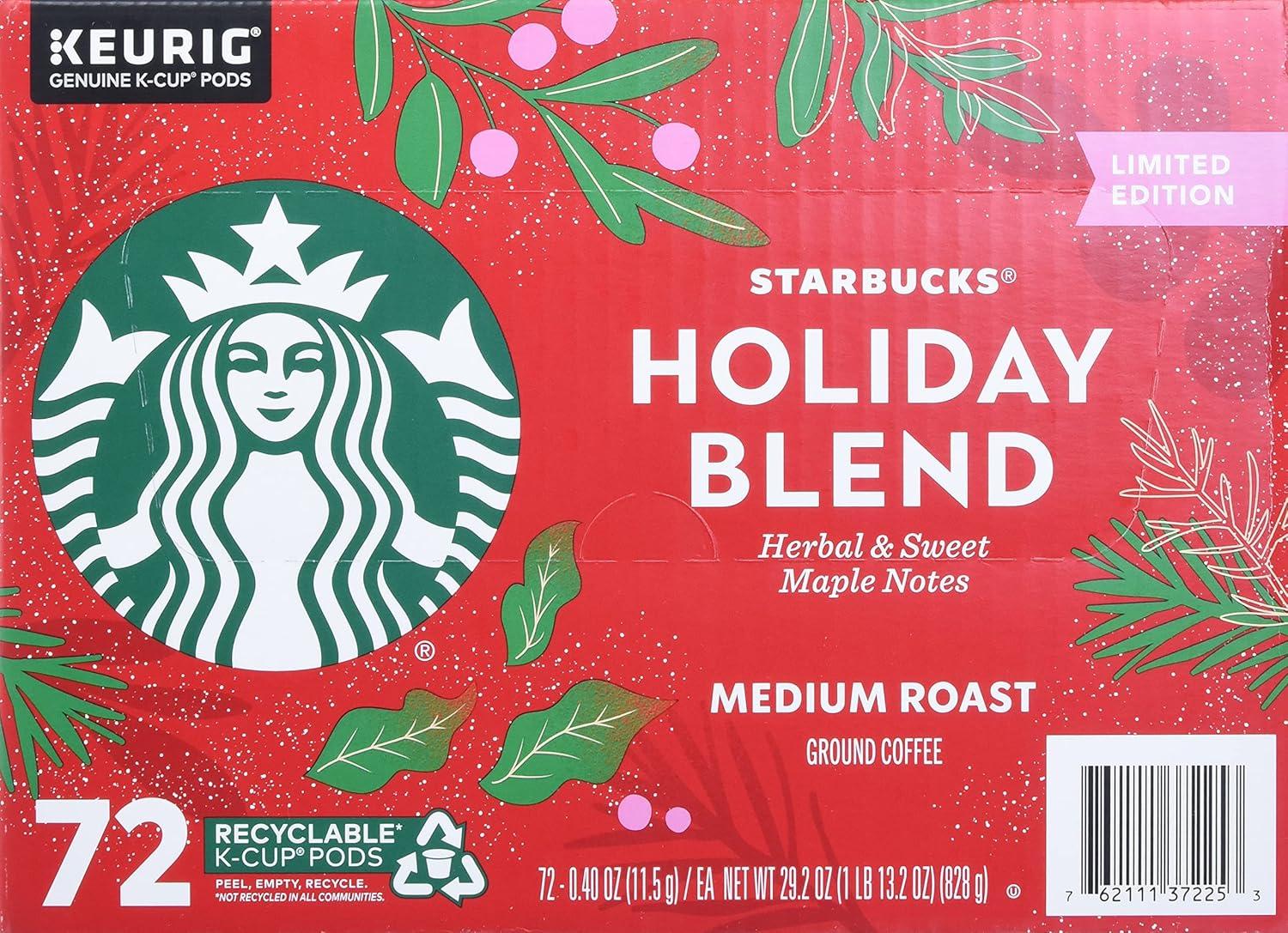 imageStarbucks KCup Coffee Pods Medium Roast Coffee for Keurig Brewers Holiday Blend 100 Arabica Limited Edition Holiday Coffee 1 Box 10 PodsMaple