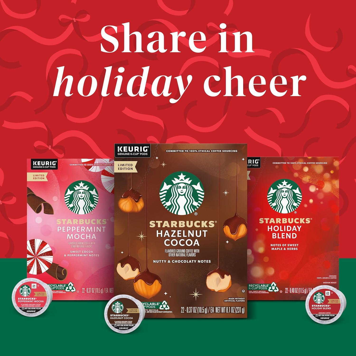 imageStarbucks KCup Coffee Pods Medium Roast Starbucks Holiday Blend Coffee for Keurig Brewers 100 Arabica 1 Box 22 PodsChocolate