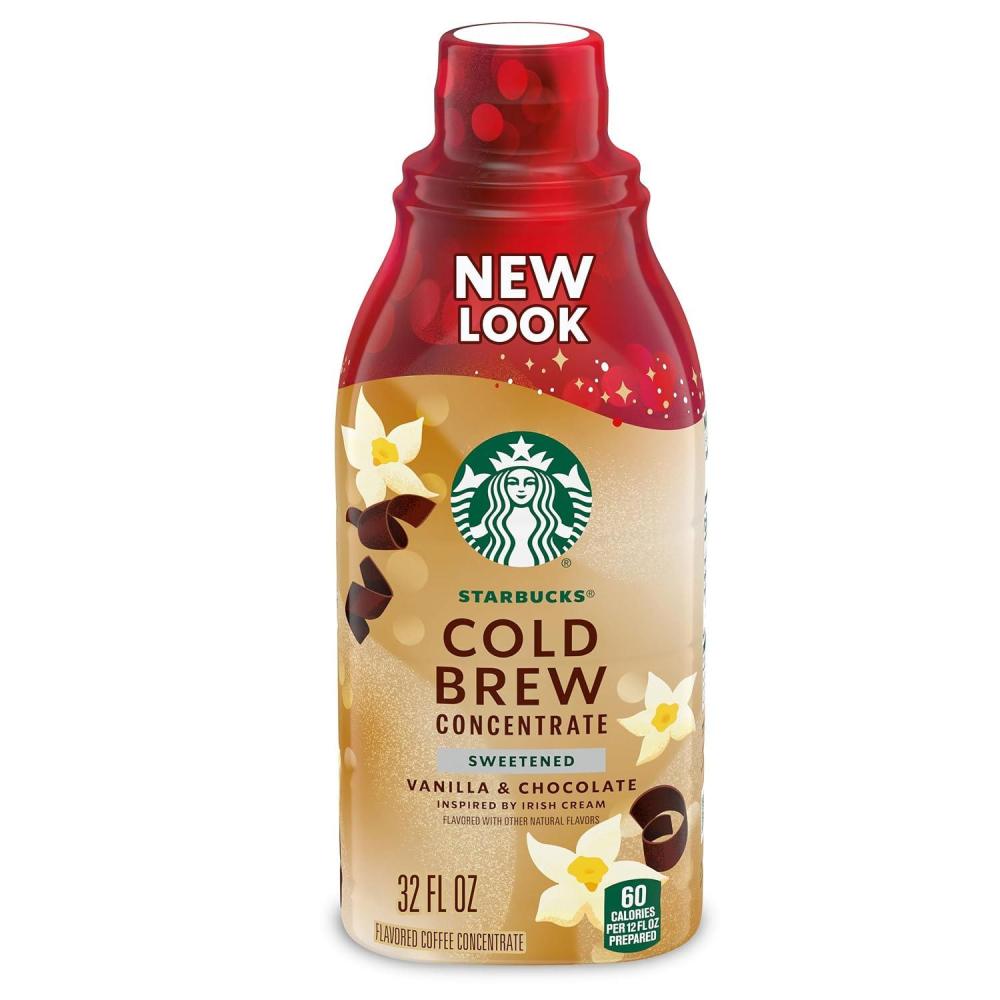 imageStarbucks Cold Brew Coffee Concentrate Flavored Sweetened Vanilla ampamp Chocolate Inspired by Irish Cream MultiServe Bottle 32 fl oz