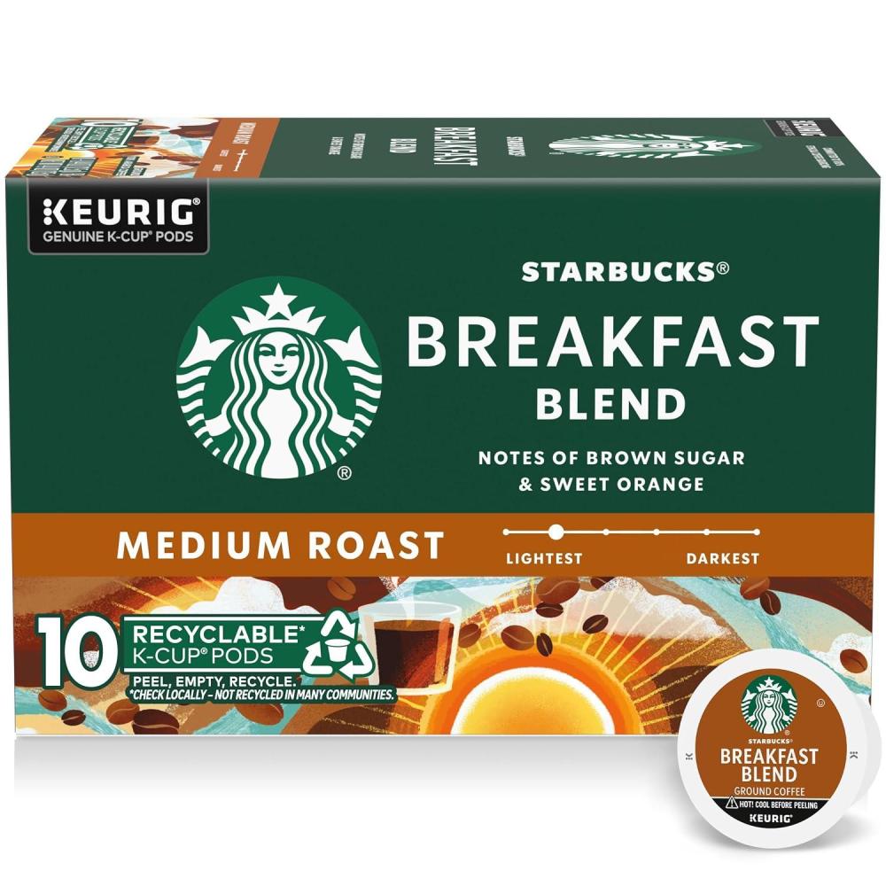 imageStarbucks KCup Coffee Pods Medium Roast Coffee for Keurig Brewers Holiday Blend 100 Arabica Limited Edition Holiday Coffee 1 Box 10 PodsBreakfast Blend