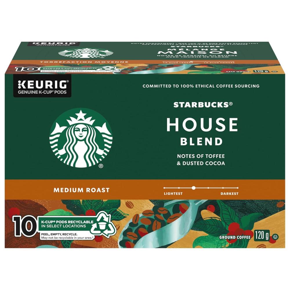 imageStarbucks KCup Coffee Pods Medium Roast Coffee for Keurig Brewers Holiday Blend 100 Arabica Limited Edition Holiday Coffee 1 Box 10 PodsHouse blend