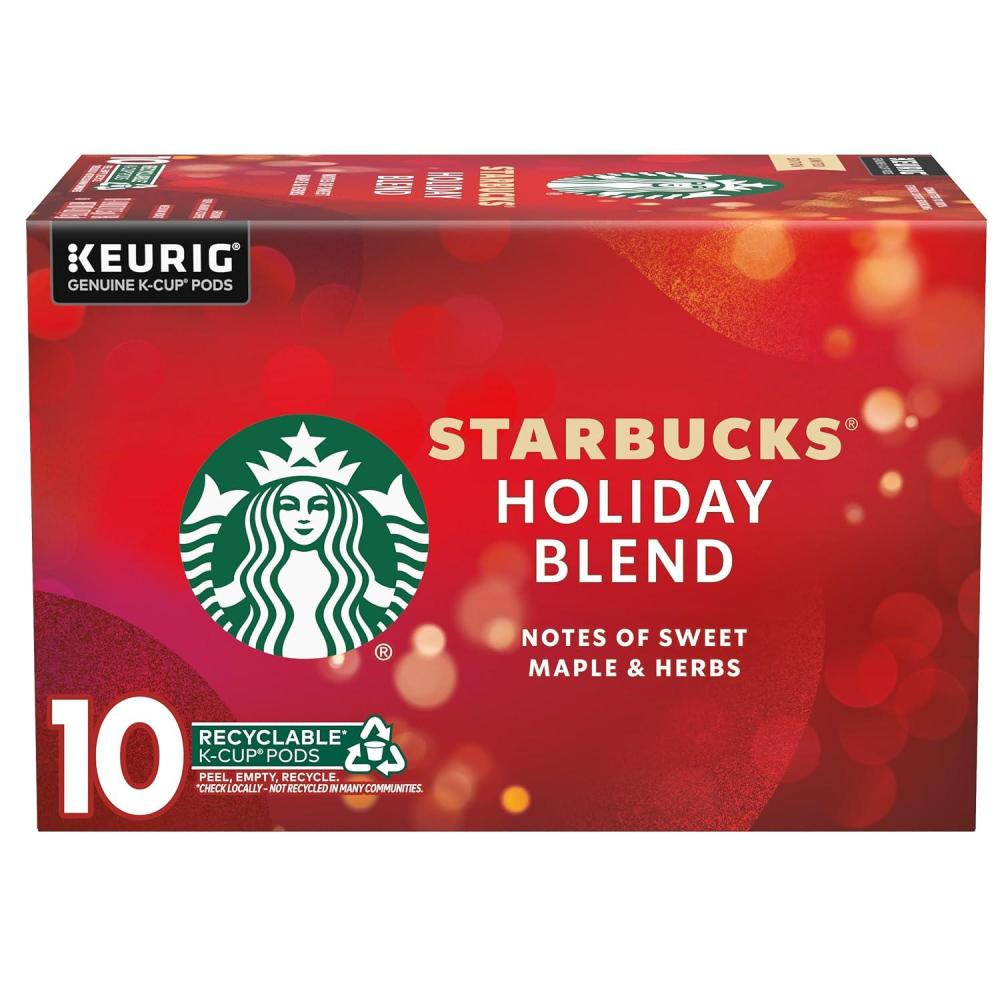 imageStarbucks KCup Coffee Pods Medium Roast Coffee for Keurig Brewers Holiday Blend 100 Arabica Limited Edition Holiday Coffee 1 Box 10 PodsUnflavored
