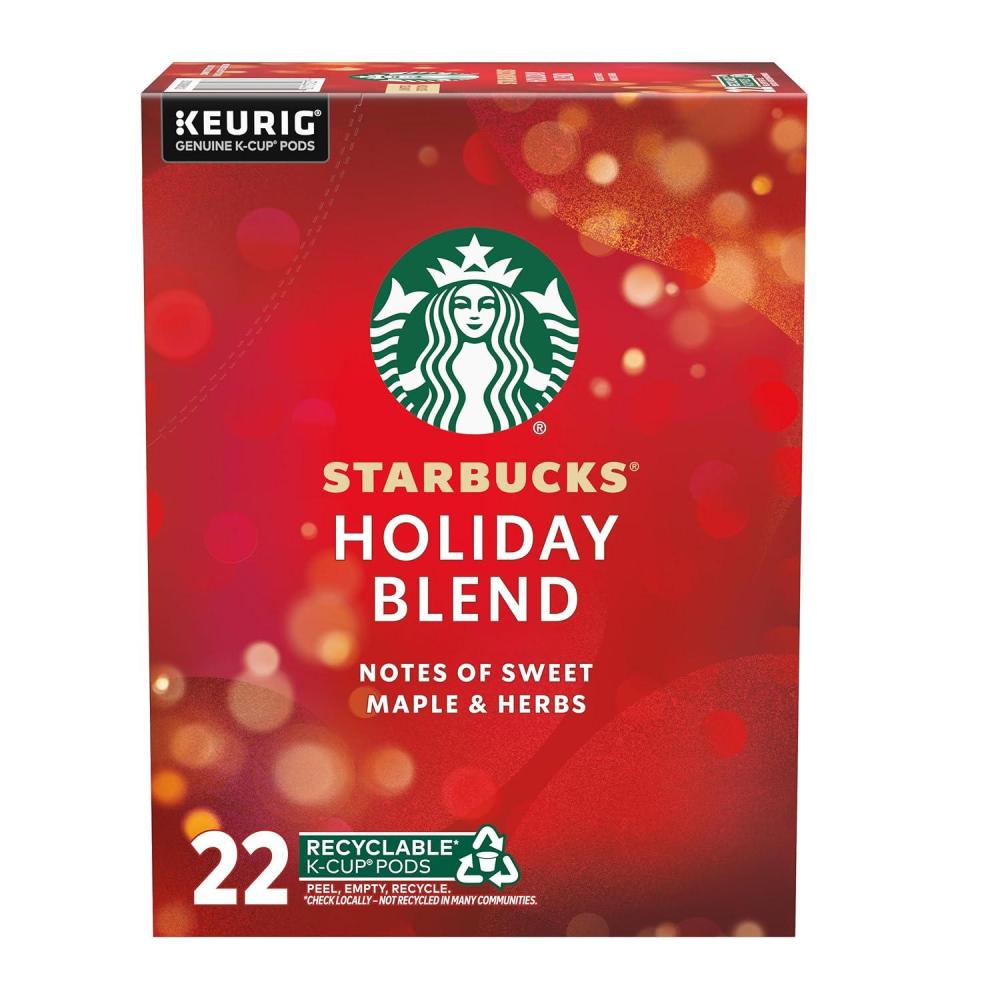 imageStarbucks KCup Coffee Pods Medium Roast Starbucks Holiday Blend Coffee for Keurig Brewers 100 Arabica 1 Box 22 PodsChocolate