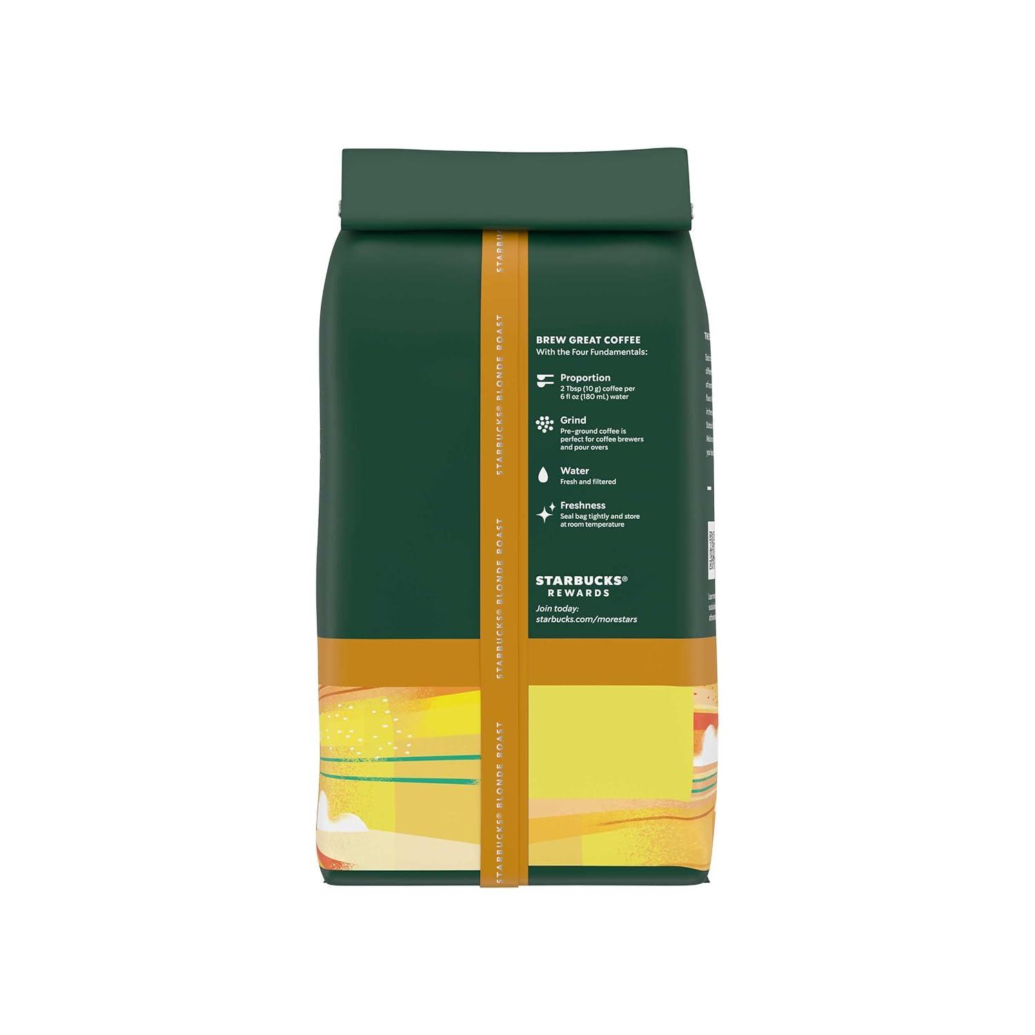 imageStarbucks Ground Coffee Starbucks Blonde Roast Coffee Sunrise Blend 100 Arabica 1 bag 12 oz12 Ounce Pack of 1