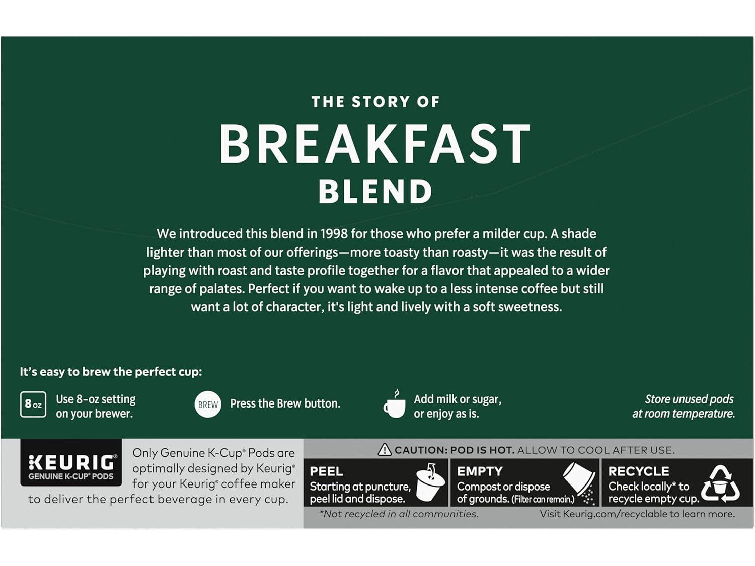 image:imageStarbucks KCup Coffee Pods Toasted Coconut Mocha Flavored Coffee for Keurig Coffee Makers 100 Arabica Limited Edition 1 Box 10 PodsBreakfast Blend