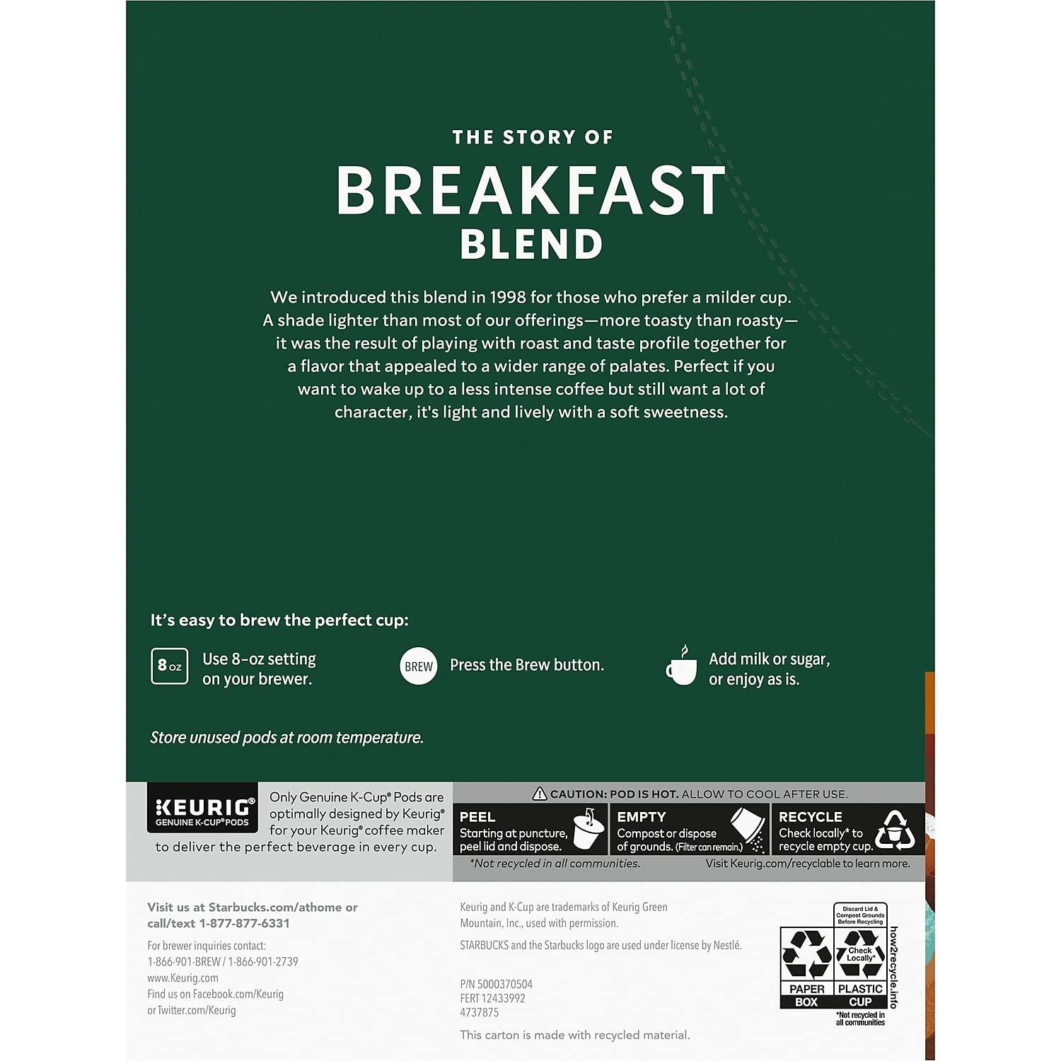 image:imageStarbucks KCup Coffee Pods Toasted Coconut Mocha Flavored Coffee for Keurig Coffee Makers 100 Arabica Limited Edition 1 Box 10 PodsBreakfast Blend
