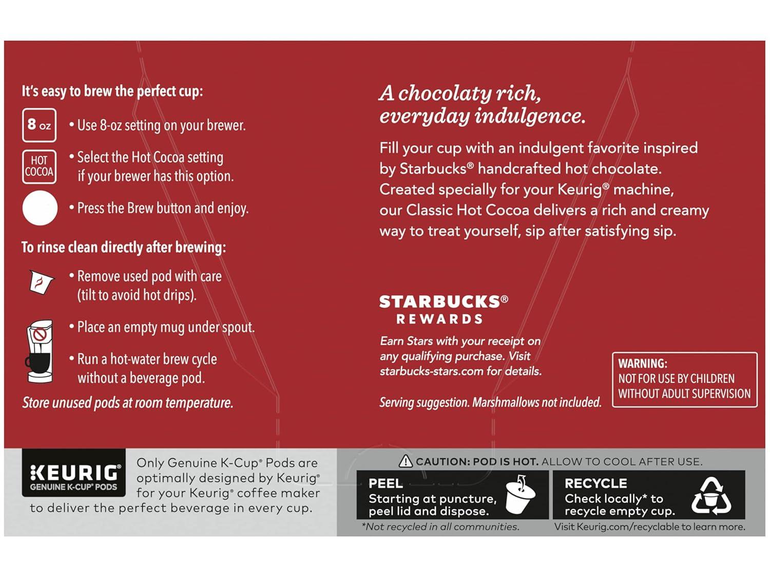 image:imageStarbucks KCup Coffee Pods Toasted Coconut Mocha Flavored Coffee for Keurig Coffee Makers 100 Arabica Limited Edition 1 Box 10 PodsClassic Hot Cocoa