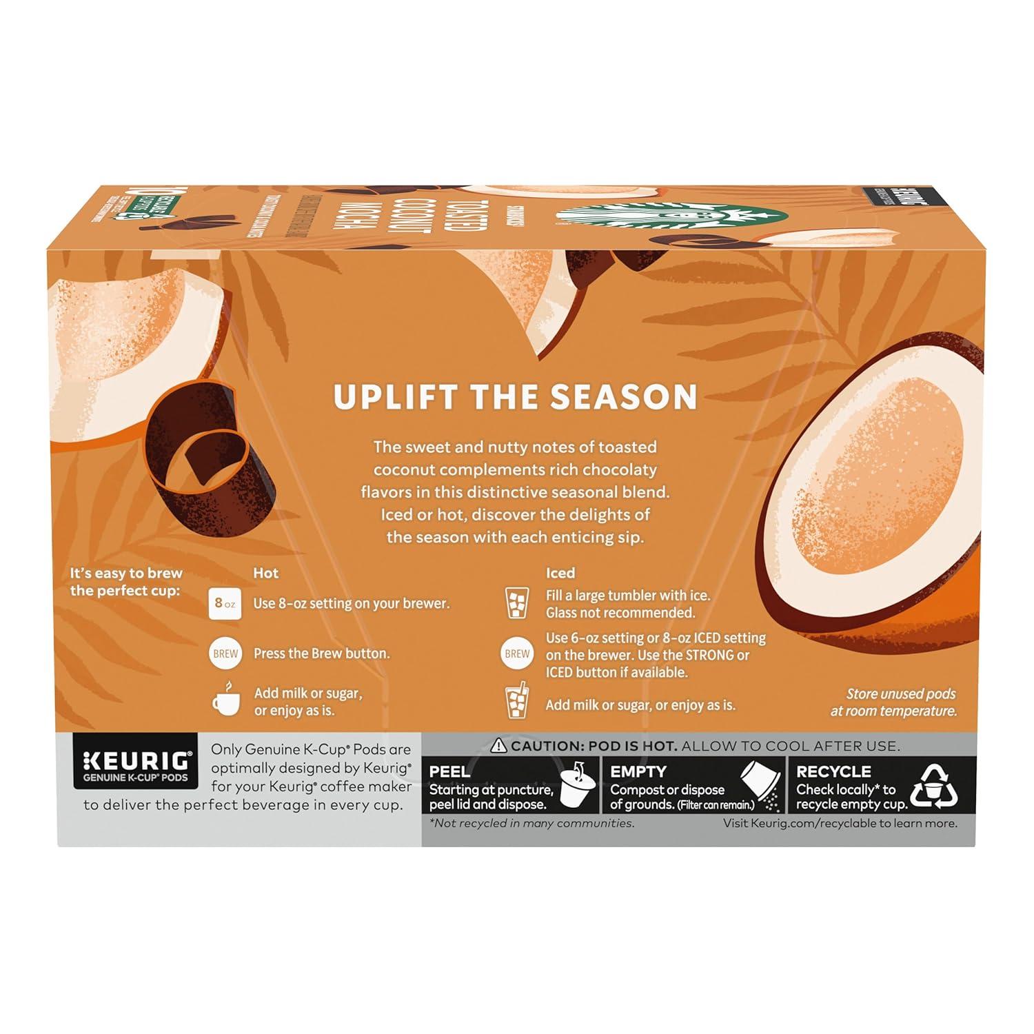 image:imageStarbucks KCup Coffee Pods Toasted Coconut Mocha Flavored Coffee for Keurig Coffee Makers 100 Arabica Limited Edition 1 Box 10 PodsCoconut Chocolate