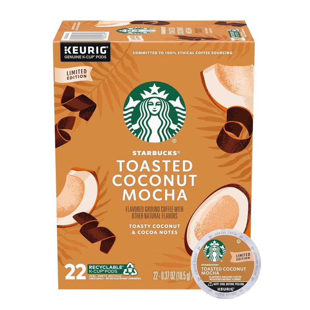 image:imageStarbucks KCup Coffee Pods Toasted Coconut Mocha Flavored for Keurig Coffee Makers 100 Arabica Limited Edition 1 Box 22 Pods