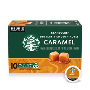 Starbucks K-Cup Coffee Pods, Toasted Coconut Mocha Flavored Coffee for Keurig Coffee Makers, 100% Arabica, Limited Edition, 1 Box (10 Pods)(Caramel)