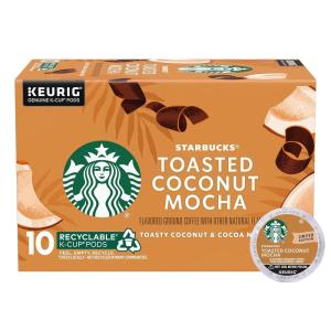 Starbucks K-Cup Coffee Pods, Toasted Coconut Mocha Flavored Coffee for Keurig Coffee Makers, 100% Arabica, Limited Edition, 1 Box (10 Pods)(Coconut Chocolate)