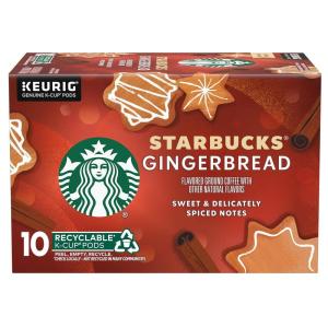 Starbucks K-Cup Coffee Pods, Toasted Coconut Mocha Flavored Coffee for Keurig Coffee Makers, 100% Arabica, Limited Edition, 1 Box (10 Pods)(Gingerbread)