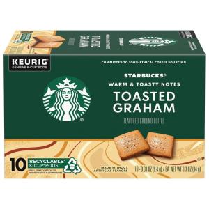 Starbucks K-Cup Coffee Pods, Toasted Coconut Mocha Flavored Coffee for Keurig Coffee Makers, 100% Arabica, Limited Edition, 1 Box (10 Pods)(Toasted Graham)