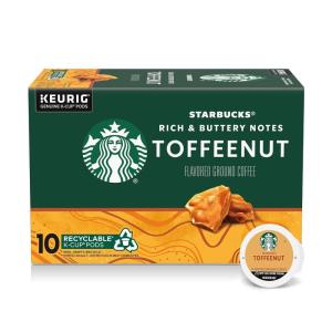 Starbucks K-Cup Coffee Pods, Toasted Coconut Mocha Flavored Coffee for Keurig Coffee Makers, 100% Arabica, Limited Edition, 1 Box (10 Pods)(Toffeenut)
